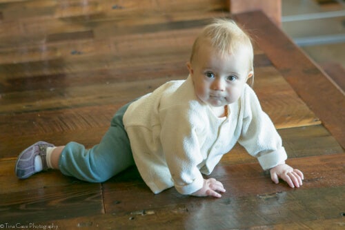 By 6 to 7 months of age babies are beginning to crawl.