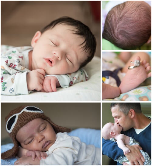 A collage of newborn baby details