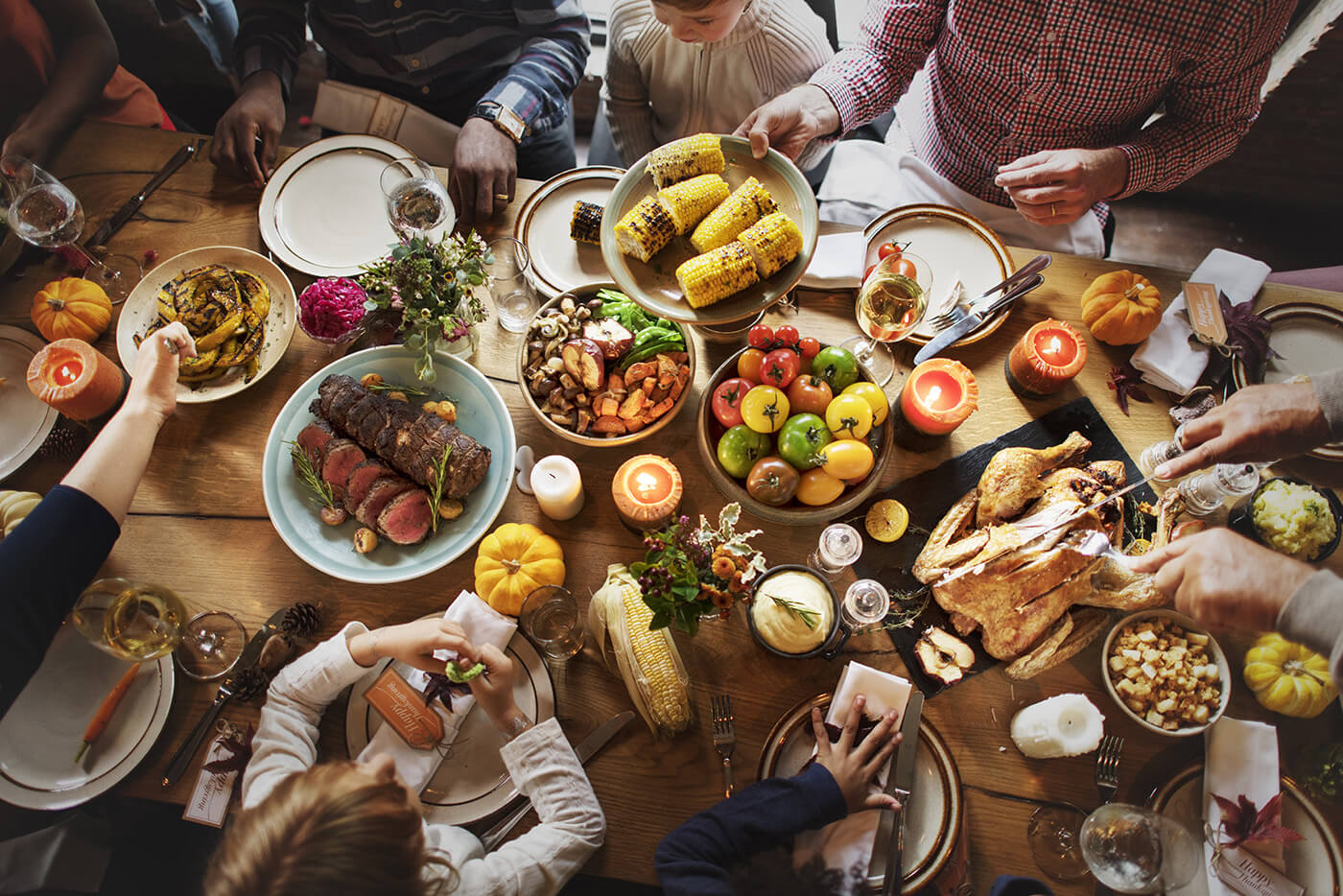 overhead shot of people toasting