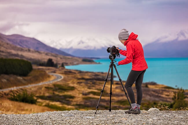 woman with tripod