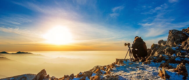 winter photographer tripod