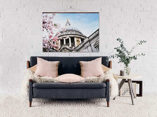 40x60 fine art print above a couch produced by printique