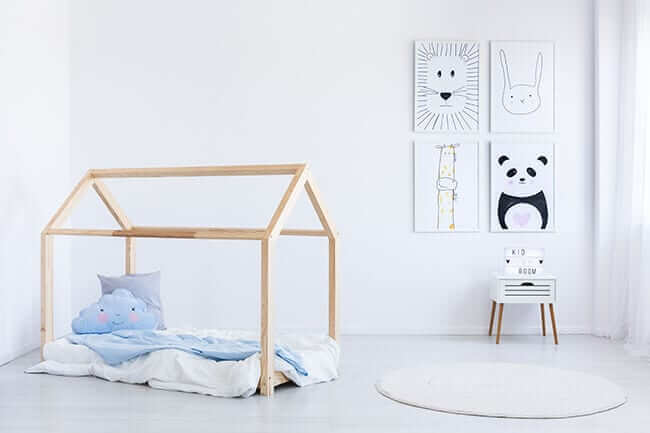 childs room with drawings
