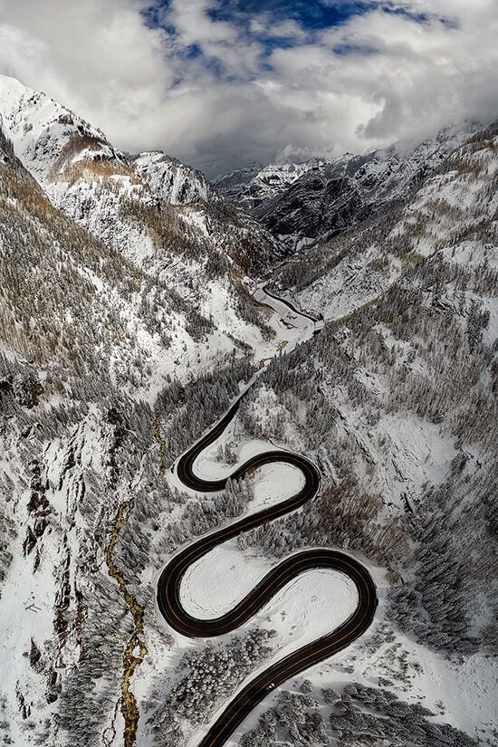 snow landscape colorado road