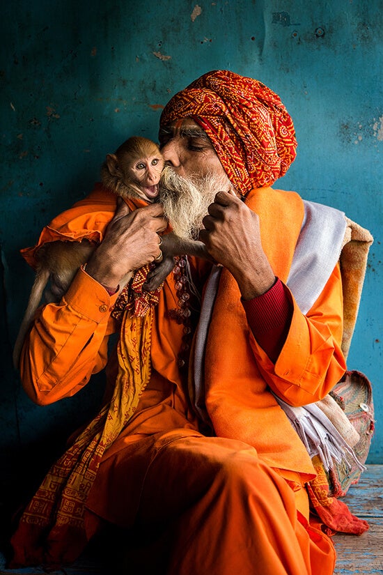 man and monkey