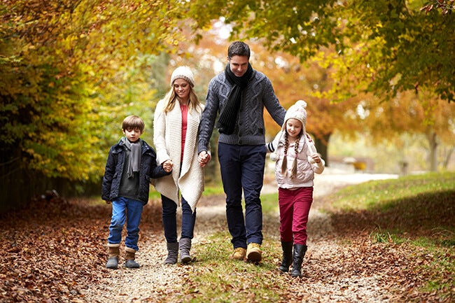 family walking fall portrait