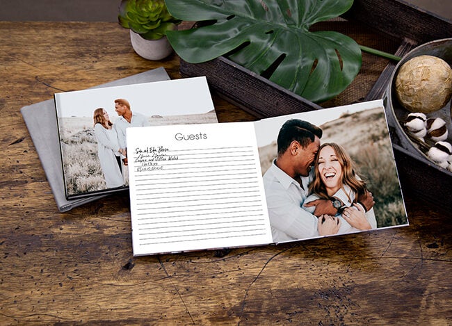 engagement sign in book produced by printique
