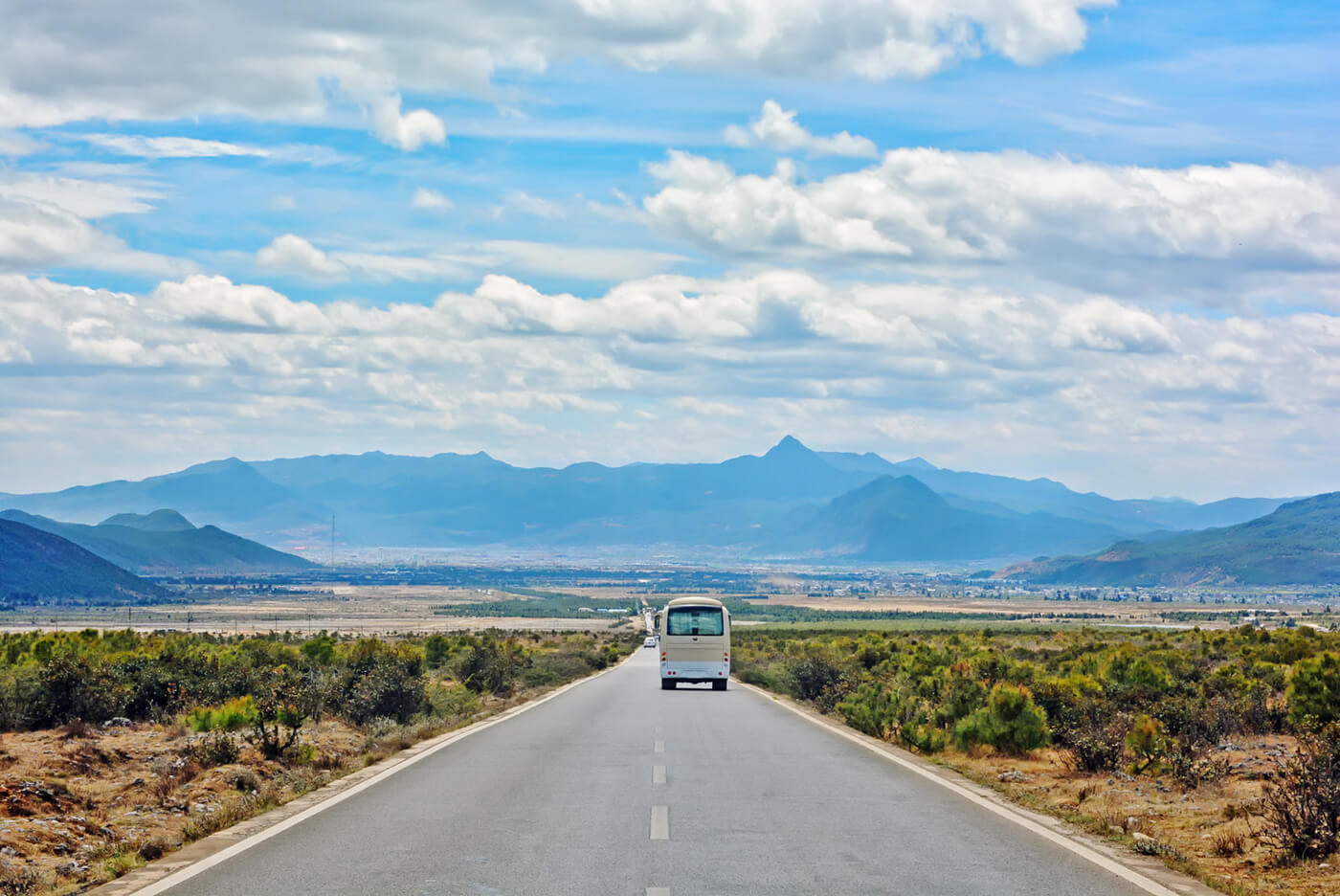 van on the road for a road trip