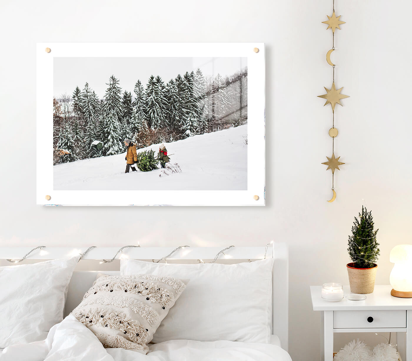 acrylic print manufactured by printique above a bed