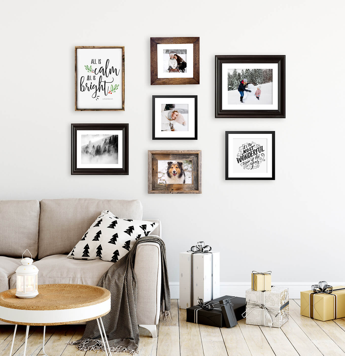 wall gallery with framed photos by printique