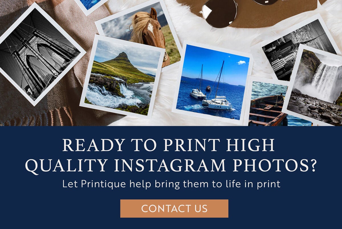 instagram prints by printique on table