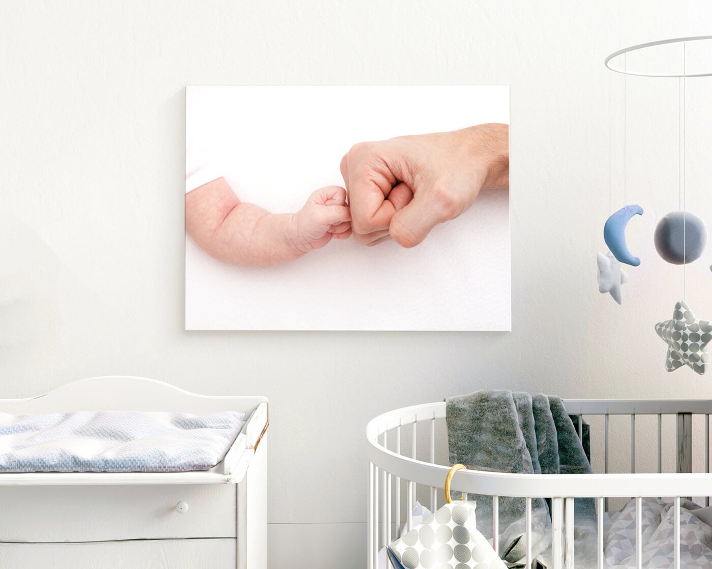 canvas print of dad and son's fist bump on canvas by printique by adorama 