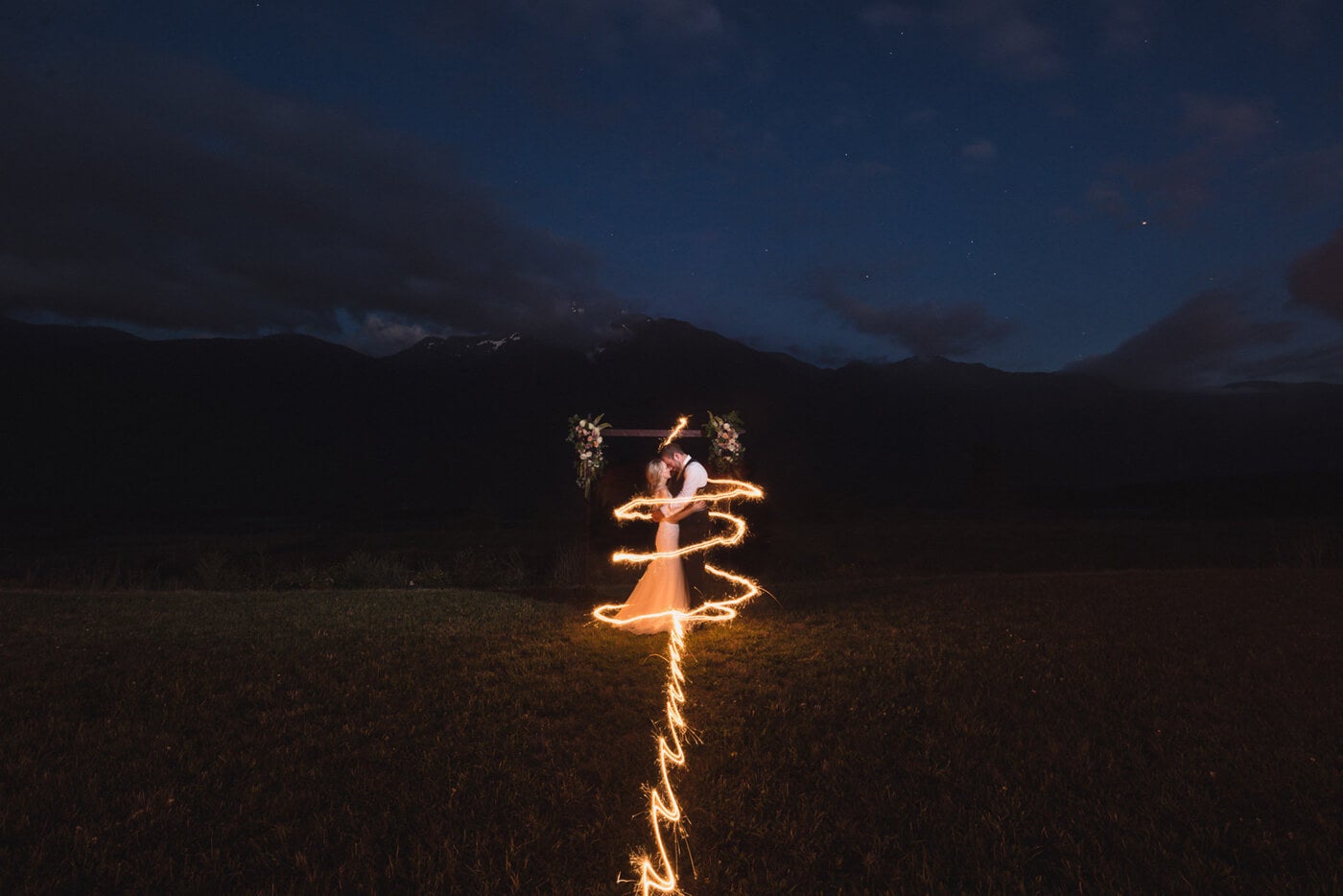sparkler photography and wedding couple