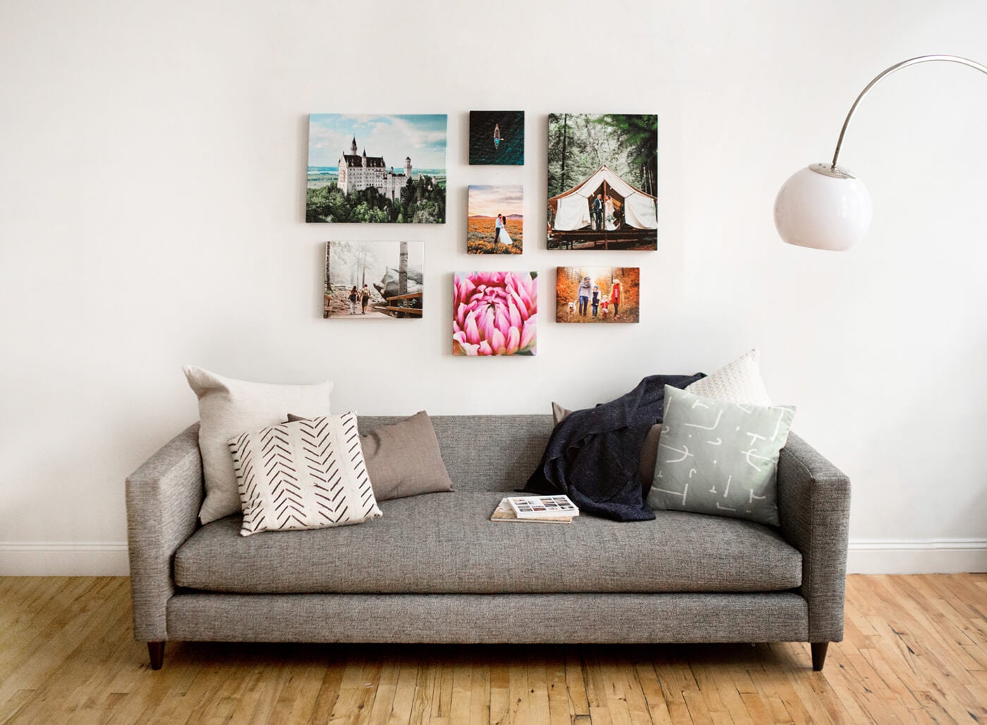 canvas prints manufactured by printique in living room view