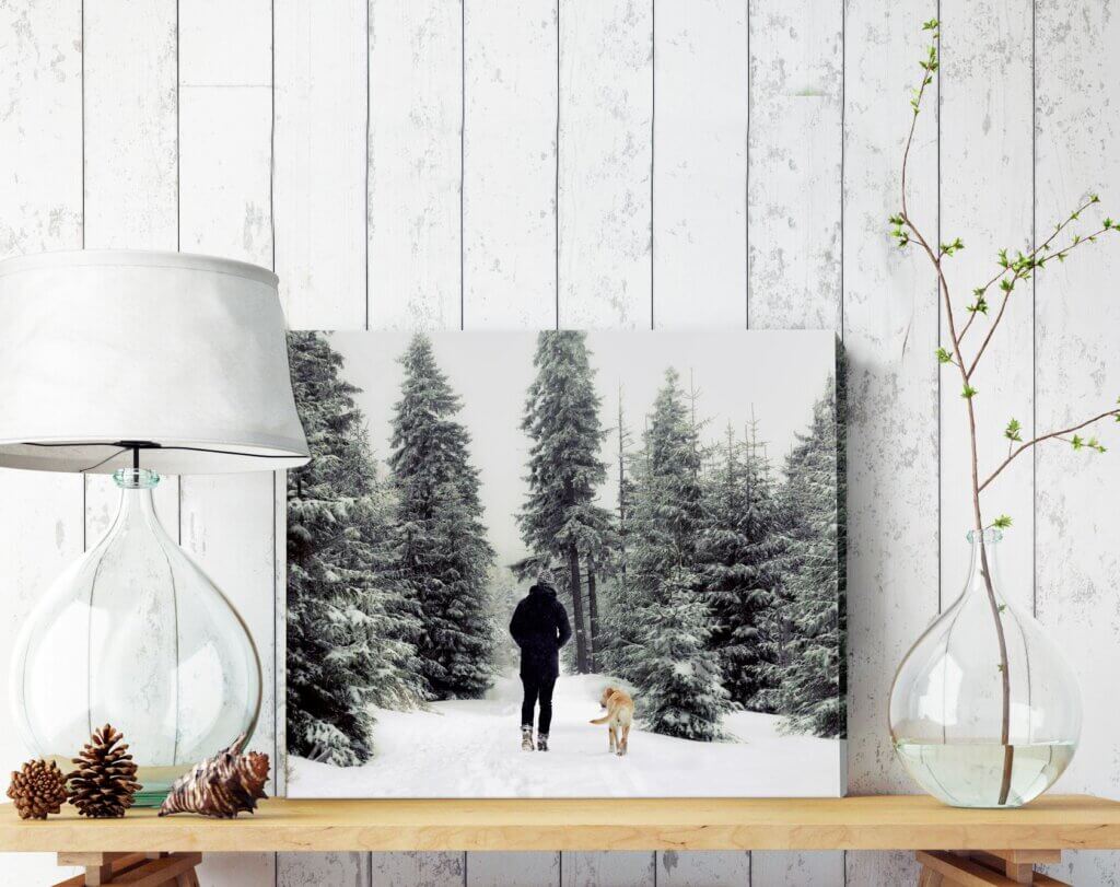 Winter photo canvas print to decorate living room.