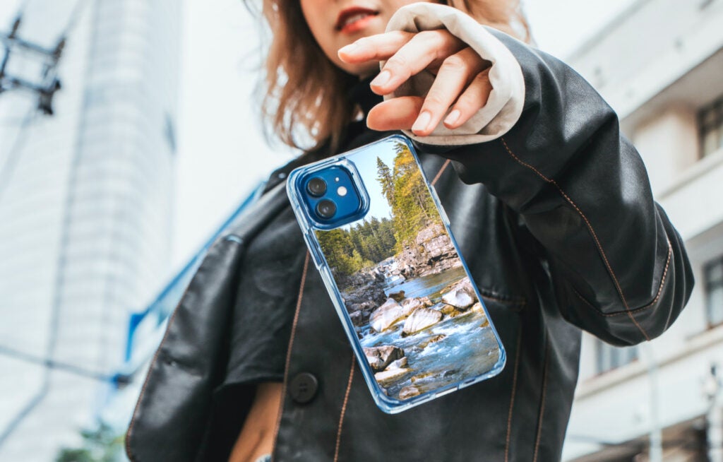 A custom photo print used to personalize a phone case.