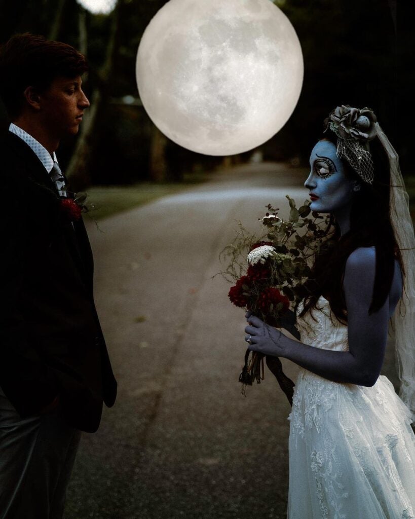Long Island Photographer Christie Monteleone masters the cosplay of Corpse Bride with help from her boyfriend in this Halloween photoshoot.