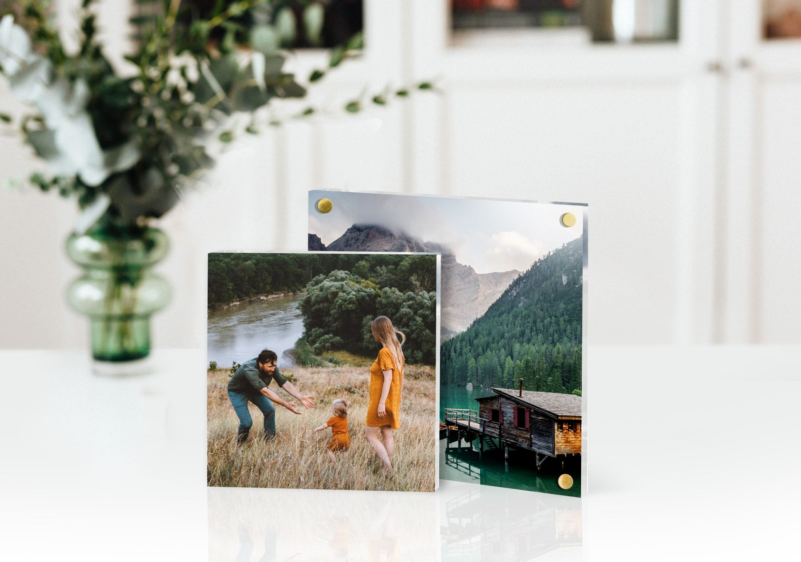 Acrylic Photo Blocks with Engraving, Photo Prints Mounted under