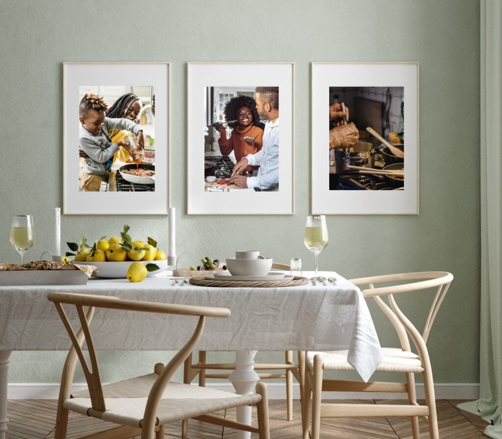 Add warmth to your kitchen by printing your favorite photographs of family members cooking.