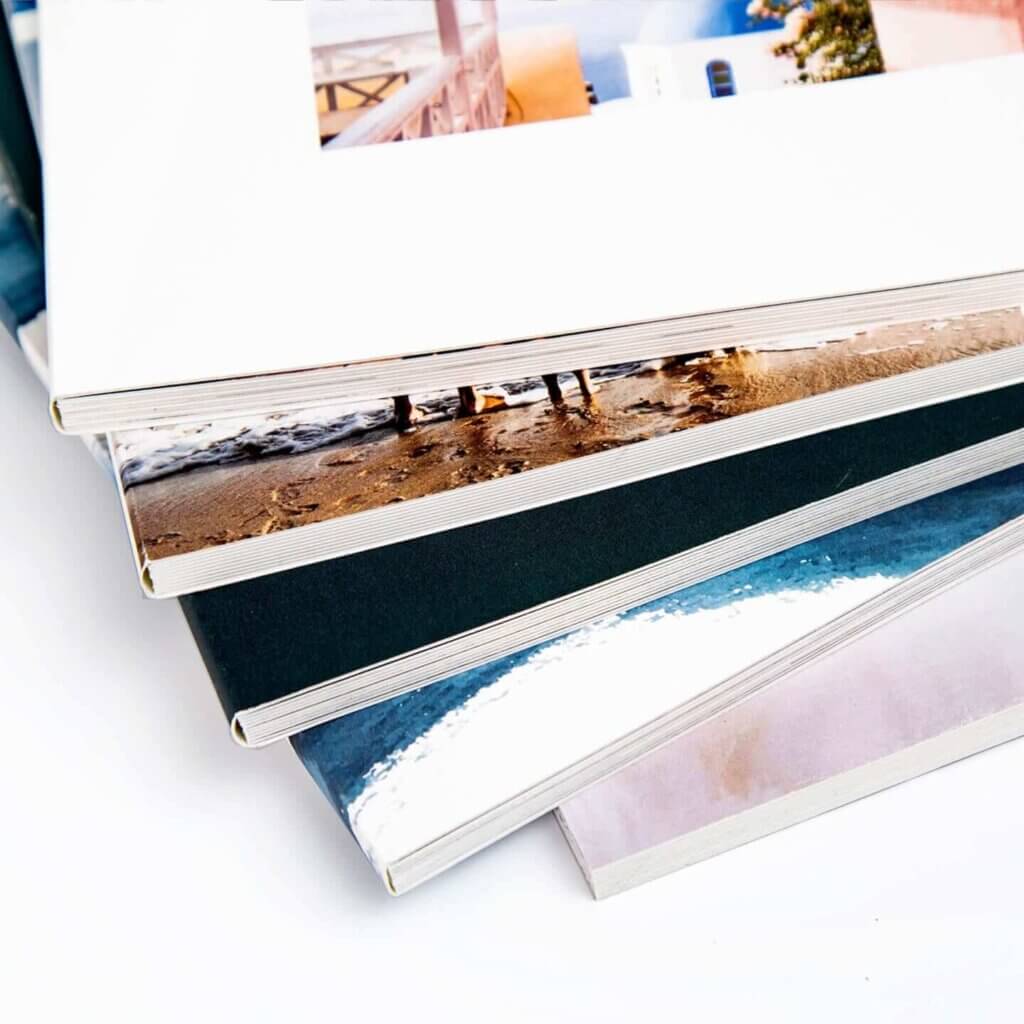 Assortment of mini photo books.
