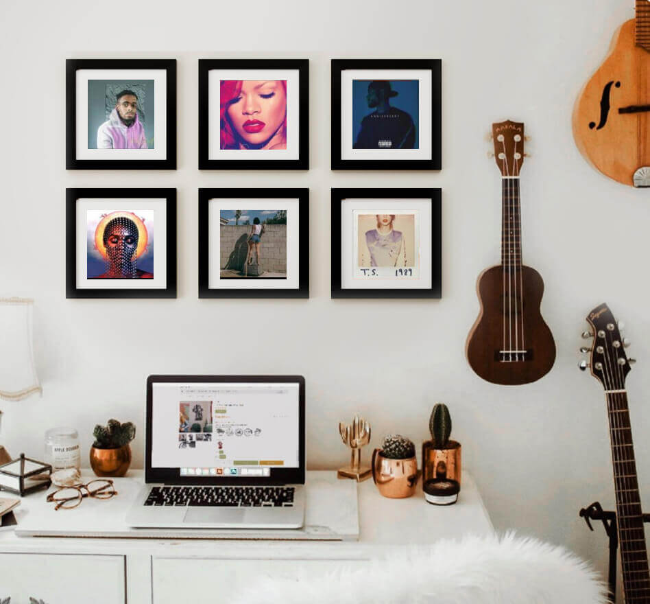 CD art displayed in a personalized framed photo gallery.