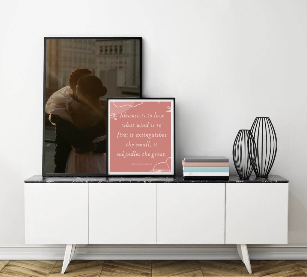 Love quote printed and framed for romantic home decor.