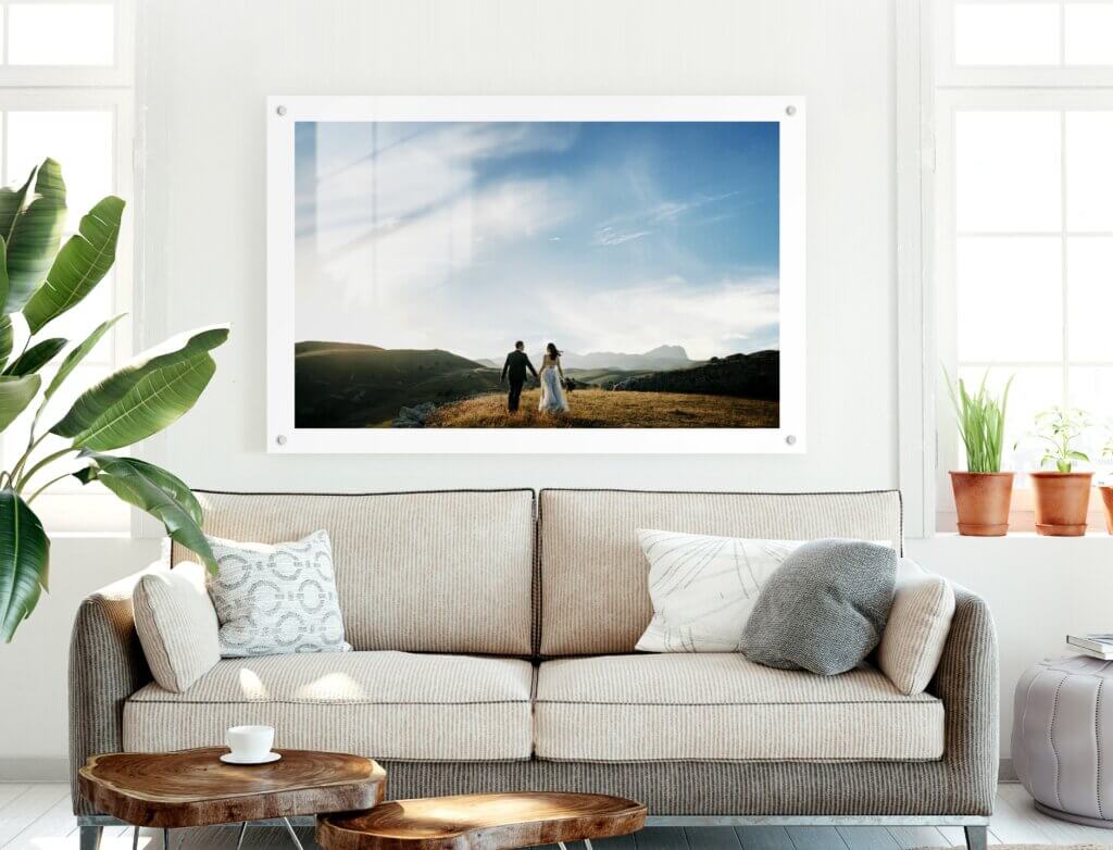 Acrylic wall print of incredible wedding photograph.