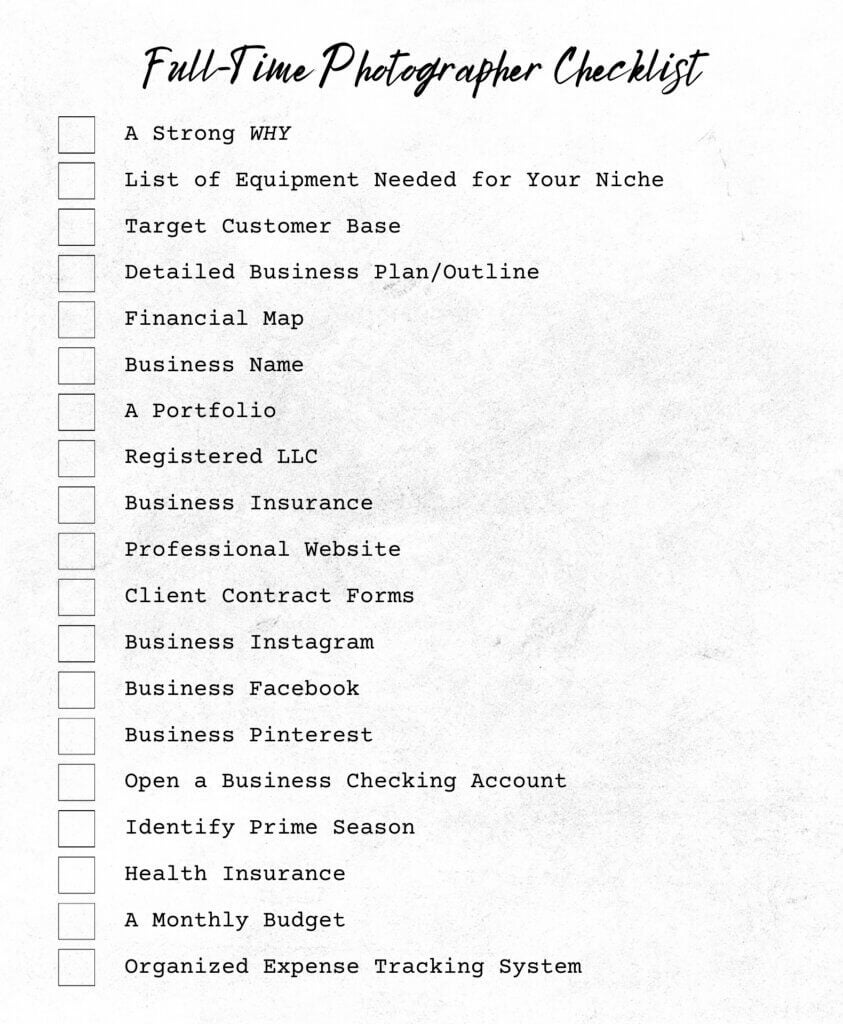 The FullTime Photographer Checklist Printique, An Adorama Company