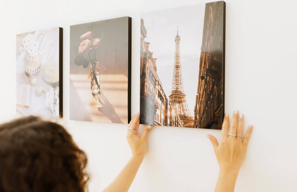 woman hanging printique photo tiles