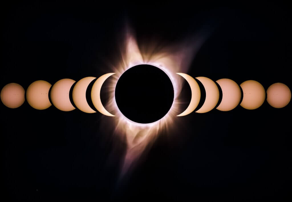 photo showing stages of solar eclipse